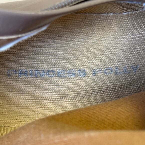 Princess Polly Barcelona Crinkle Taupe Patent Leather Boots W8 - Picture 3 of 12